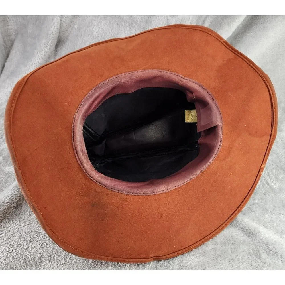 Unisex Western Hat Medium Burnt Orange Vintage Distressed Rancher Retro Band USA